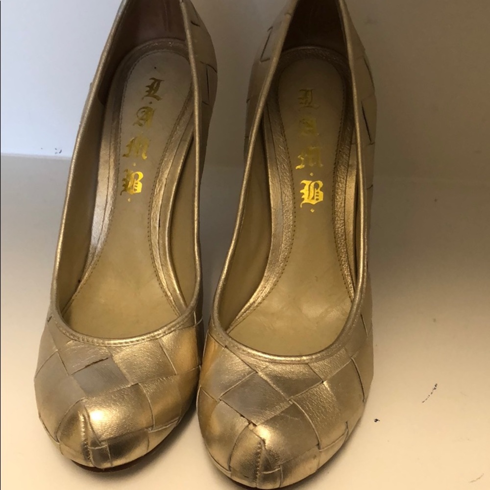 Gold metallic stiletto heels size 7.5